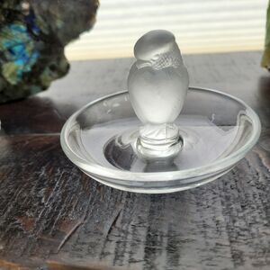 Vintage Lalique Bird Ring Dish Crystal